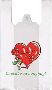 Полиэтиленовый пакет Сердце с розой  27+15х47х10 100/5000 в Воронеже - купить оптом от производителя ПК Котово Полимер